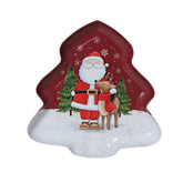 Kitchen Goods Tin Tree Plate with Santa Print 25.2 x 25.9cm - Christmas Red